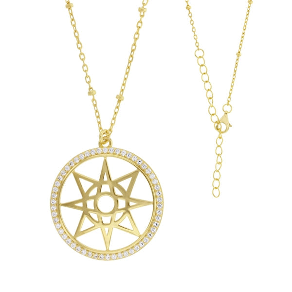Star Symbol in Cutout Circle Halo Necklace – La Luna Divaa